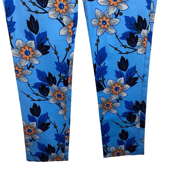 Theory‎ Pants SIze 6 Ankle Cropped Blue Orange Floral Yanette Oahu - Picture 5 of 11